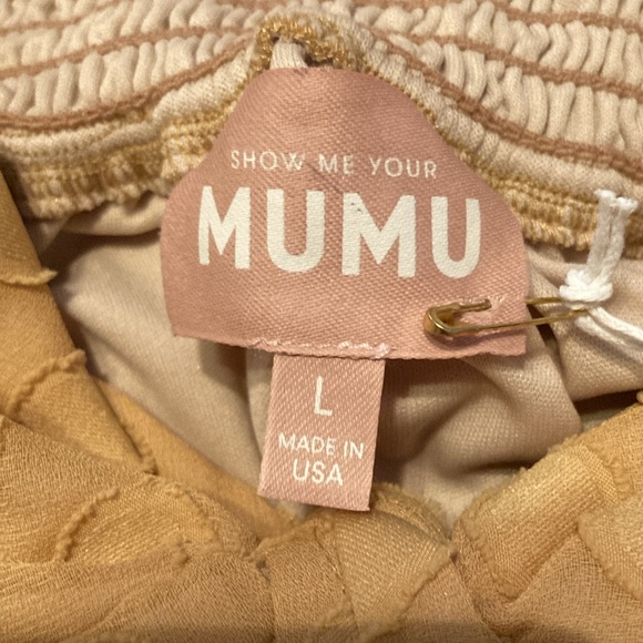 Show Me Your Mumu: Nita Off-the-Shoulder Tie-Front Top - Gold Dot| Sz L - Picture 3 of 11